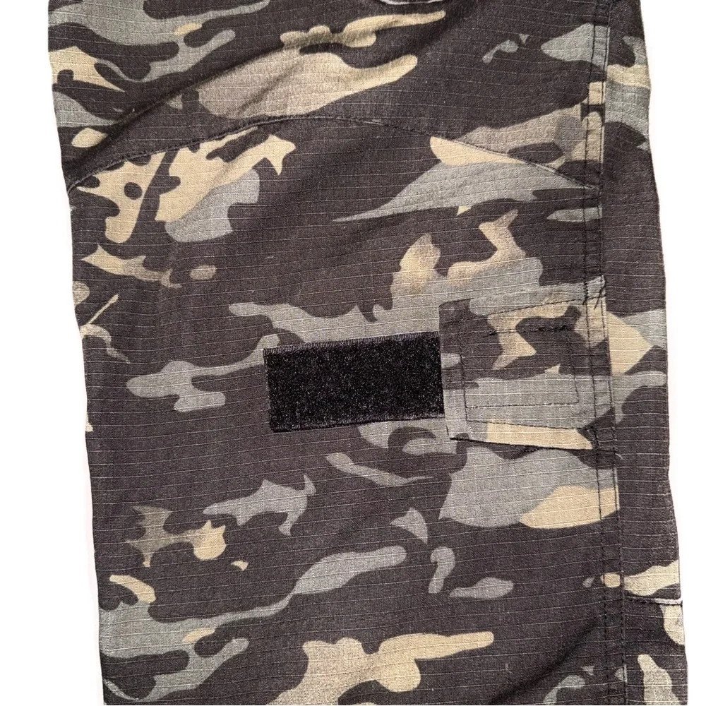 Tactical Combat Cargo Pants W38 L31 Dark Camo Low Rise Gray Black Technical EUC